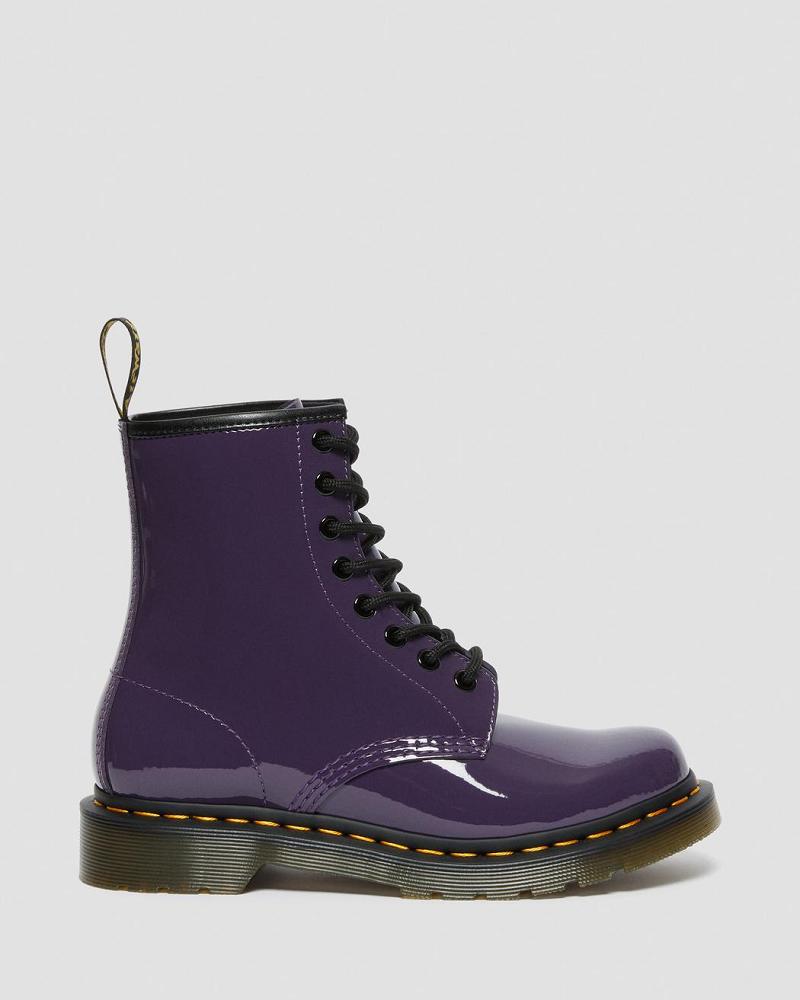 Dr Martens 1460 Lak Læder Snørestøvler Dame Lilla | DK 196NWY